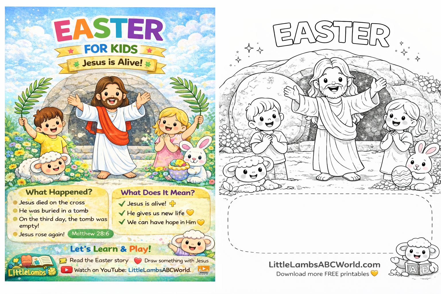 Easter Printable for Kids | Jesus Is Alive Activity & Coloring Page (Free Christian Download)