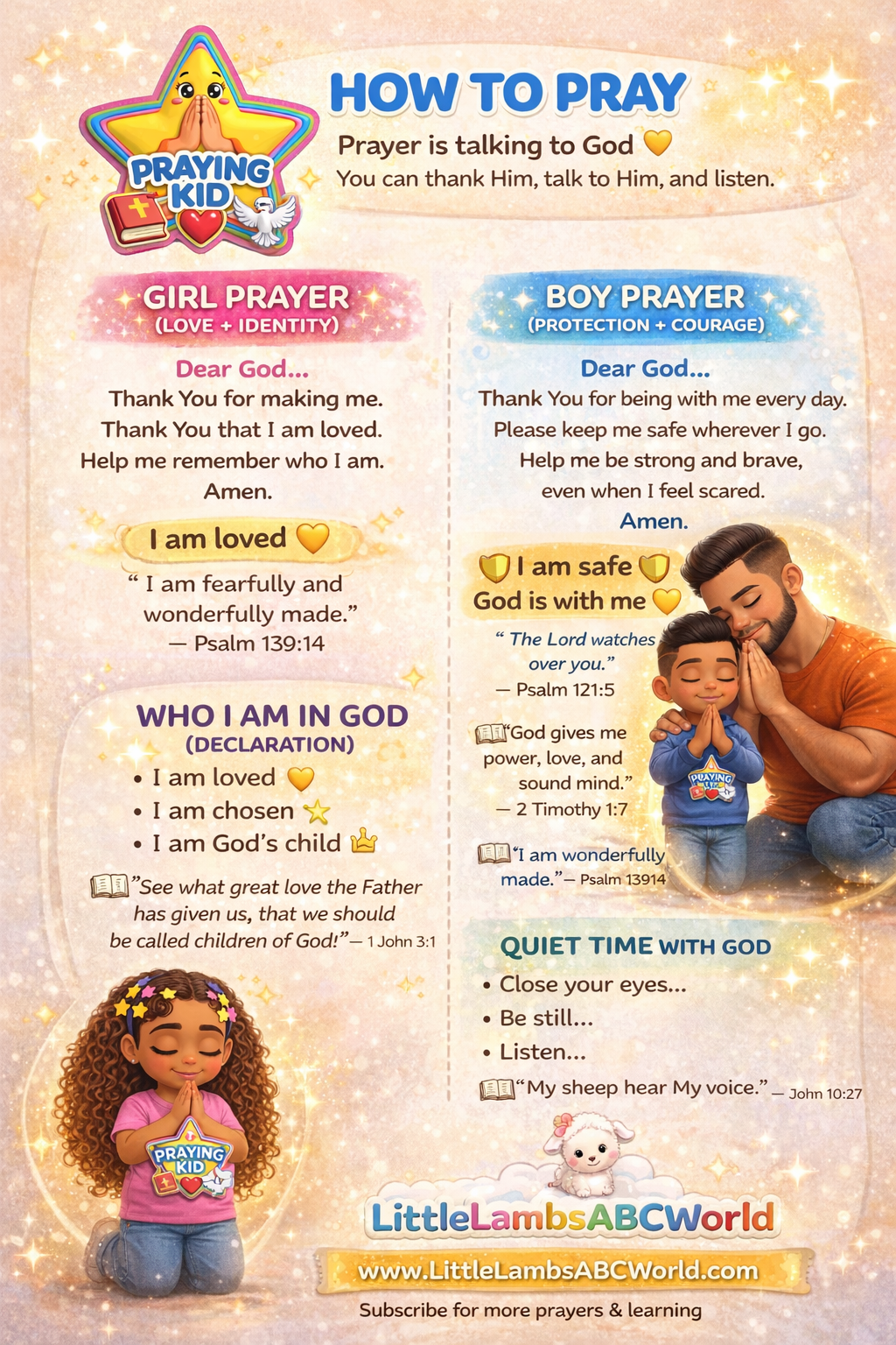 FREE: How to Pray for Kids Christian Prayer Guide Printable with Bible Verses
