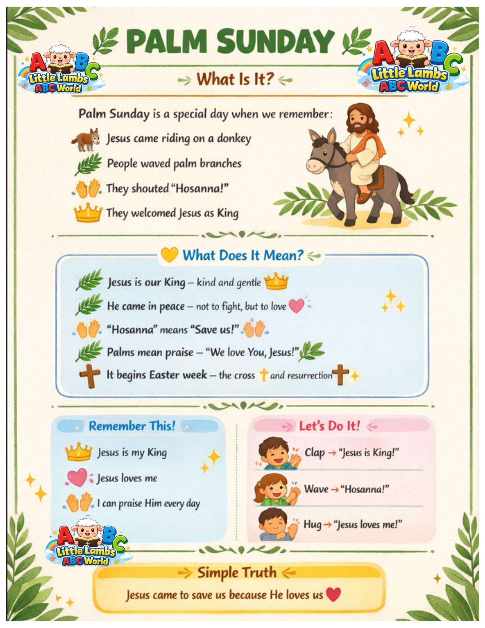 FREE Palm Sunday Printable for Kids | Christian Toddler Activity Sheet | Holy Week Learning